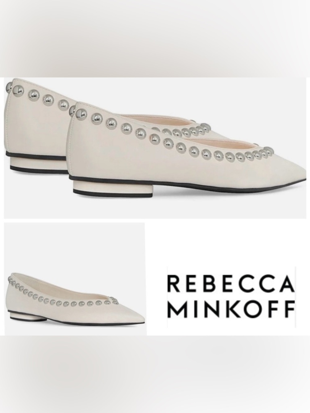 Rebecca Minkoff White Studded Leather Ballet Flats